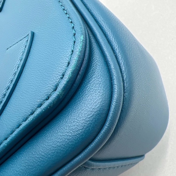 Chanel Mania Flap Blue Lambskin Leather Bag, Chain Strap & COA - Picture 13 of 16